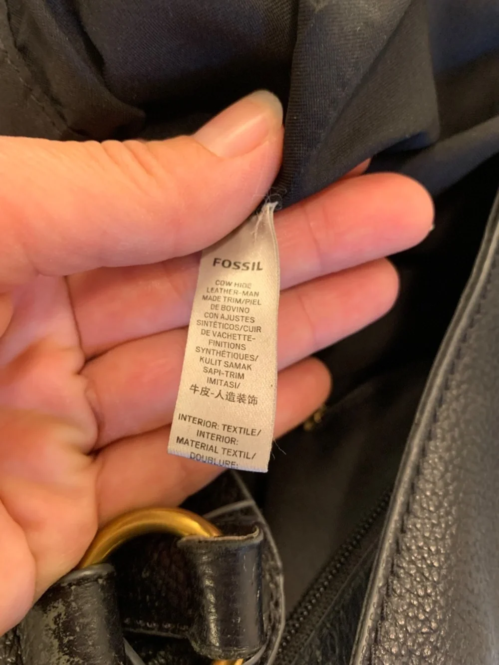 Fossil black leather handbag